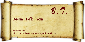 Behm Tünde névjegykártya
